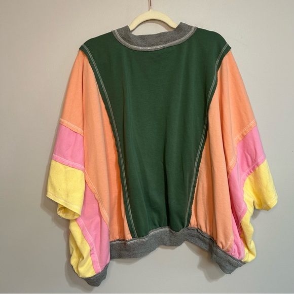 BiBi Oversized Colorblock Green Pink Yellow Orange Full Zip Jacket Women’s 1X - Picture 7 of 8